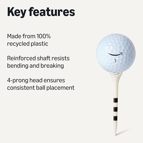 Durable Golf Tees with Height Marker System - 2-3/4 Inch, 100 Pack