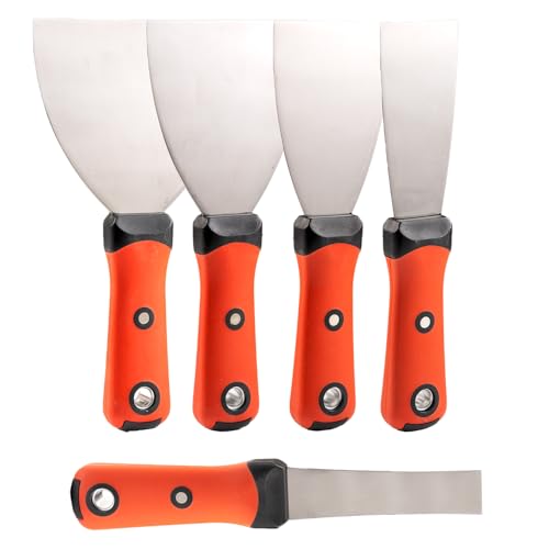 5Pcs Metal Putty Knife Set Spackle Knife Tool Knives Spackling Knife No Rusting For Repairing Drywall Removing Wallpaper Mud Applying Putty Plaster Cement Adhesive