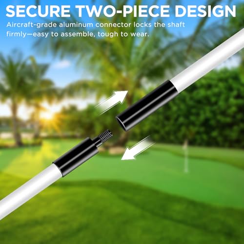 KINGTOP 3ft White Golf Flagstick with Ball Retriever - 3 Pack, Fiberglass, Portable Indoor/Outdoor Practice Pole