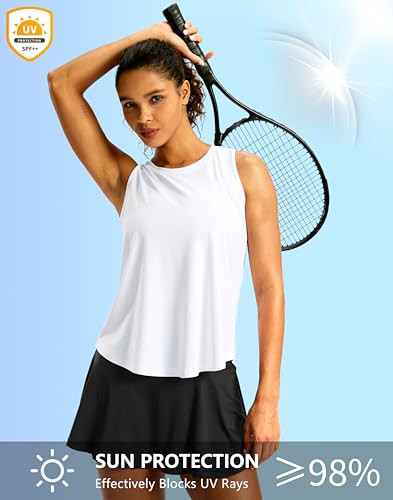 Quick Dry High Neck Workout Tank Top for Women - B White, Medium