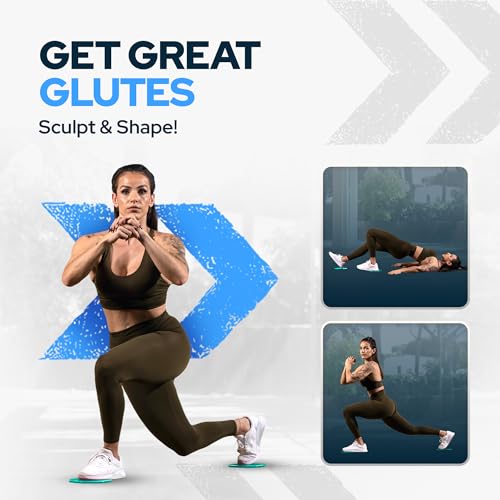 Core Sliders for Total Body Workout - Dual-Sided Gliding Discs - Electric Blue