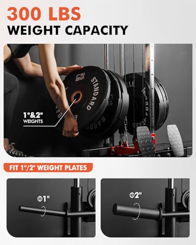 Cable Crossover Machine with Dual Pulley System - Red