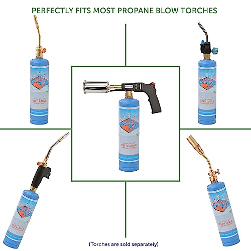 Flame King 1LB Steel Blue Refillable Propane Cylinder Tank for Welding & Grilling
