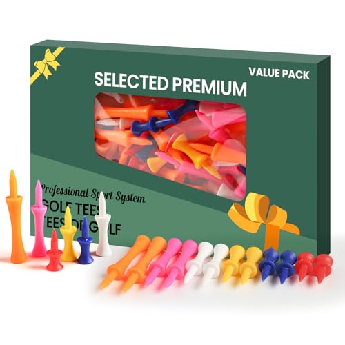 GKandi Mixed Size Colorful Plastic Golf Tees - Step Down & Unbreakable 200 Pack