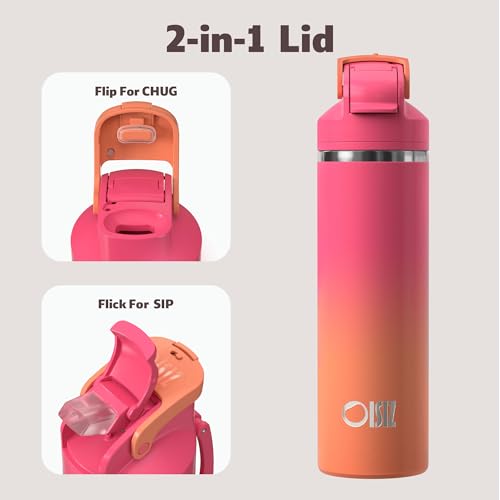 OISIZ Sunset Insulated 24 oz Water Bottle with 2-in-1 Straw & Spout Lid, Leakproof & Keeps Cold 24H