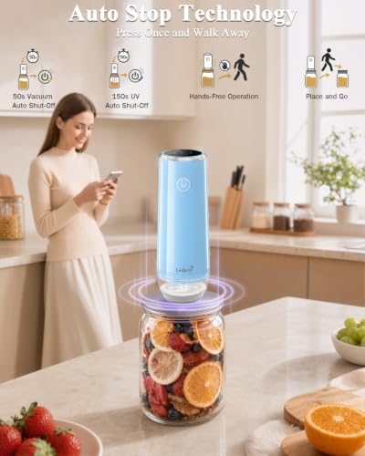 Leshein Blue Compact Food Vacuum Sealer with UV Light, Fast Seal