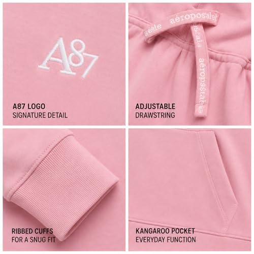 AEROPOSTALE Girls Pink Sweatsuit Set 2 Piece Hoodie & Wide Leg Sweatpants 14-16