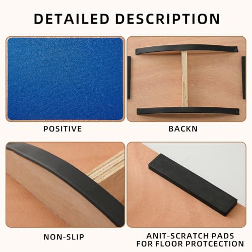 Balance Board for Physical Therapy - Wooden Wobble Board - Blue