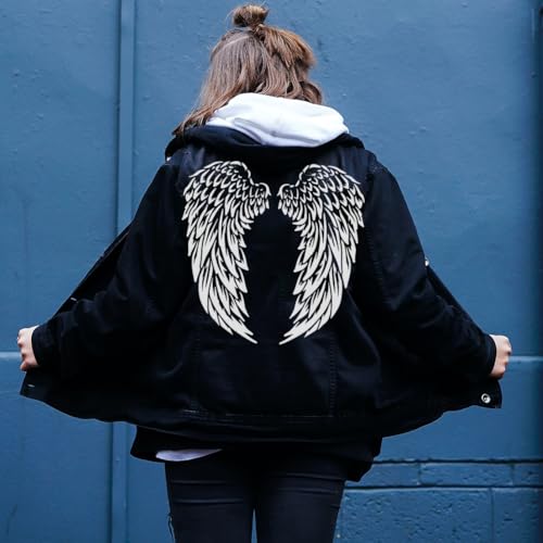 FINGERINSPIRE 4 PCS Angel Bird Wings Stencil with a Paint Brush 11.8x11.8 inch Large Angel Wings Stencil 4 Styles Dreamy Wings Pattern Templates for Painting on Wood Wall Furniture DIY Home Decor