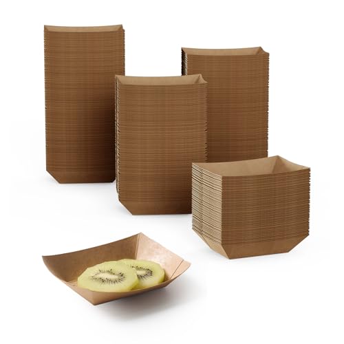 JOLLY CHEF 1/4lb Mini Disposable Food Trays 250 Pack – Leak-Proof Paper Serving Boats