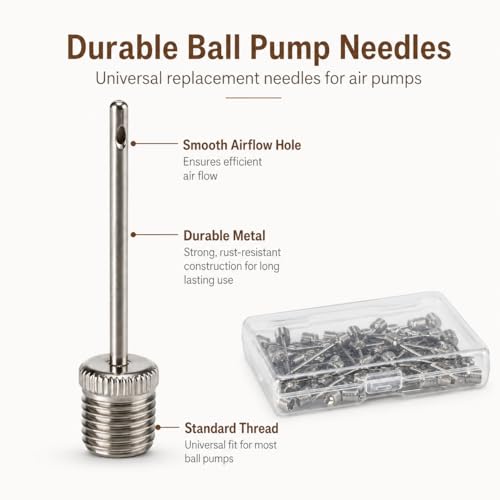 Universal Ball Pump Needles - 40 Pack Stainless Steel Inflation Pins