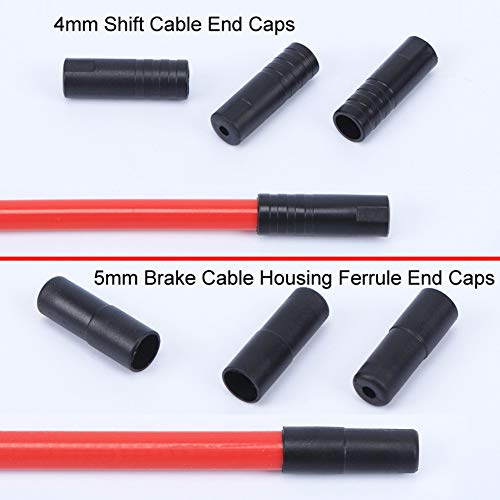 200 Plastic Bicycle Cable End Caps - 100 Brake 5mm & 100 Shift 4mm