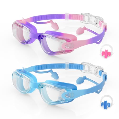 Aegend Kids Swim Goggles 2 Pack, Anti Fog&UV Swimming for Ages 3-15