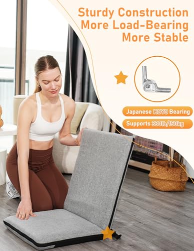 Adjustable Floor Chair with Back Support - Dark Grey