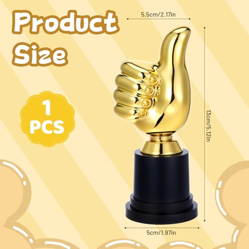 Golden Thumbs Up Trophy - 5 Inch Plastic Award for Events