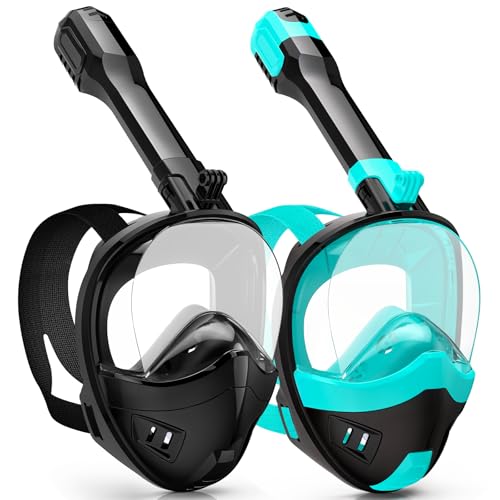 Full Face Snorkel Mask for Adults & Kids with 180° Panoramic View & Dry Top System