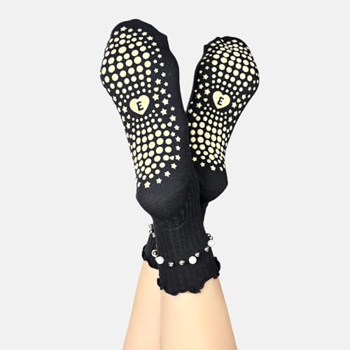 Pilates Grip Ankle Socks for Women - Non-Slip Ruffle Style, One Size / Black, Coffee, Wine Red - 3 Pairs