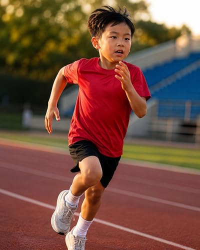 Boys 6 Pack Athletic Shirts - Quick-Dry Short Sleeve Tees