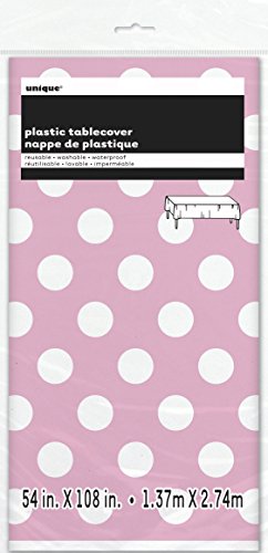 Pink Dotted Plastic Table Cover - 54" x 108" - 1 Piece