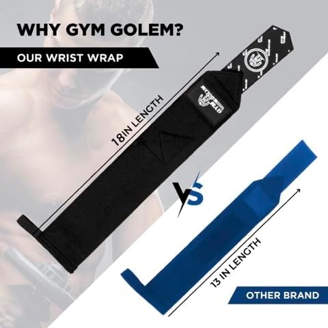 Skiennix Wrist Wraps - 18-Inch Premium Support with Thumb Loop for Powerlifting & Bodybuilding (1 Pair)