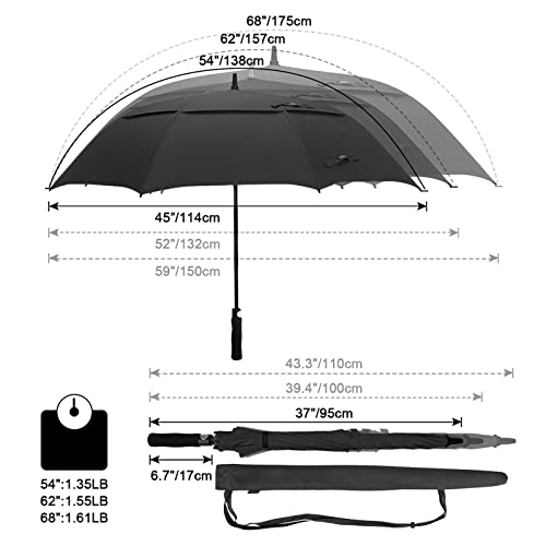 Windproof Golf Umbrella - Auto Open, Extra Large Canopy, Waterproof