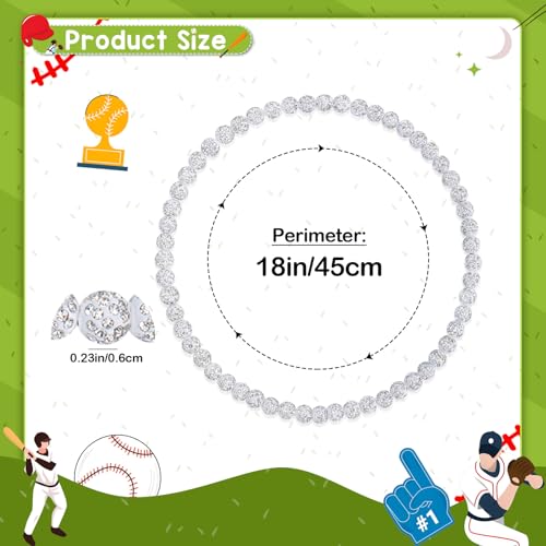 18 Inch Stretch Elastic Baseball Necklace for Boys - White