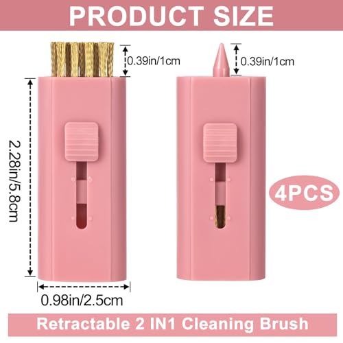 Retractable Golf Club Cleaner Brush - 2 Pack, Pink