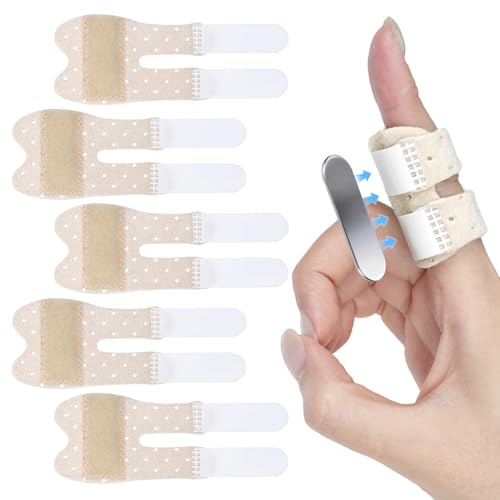 Adjustable Finger Brace - 5 PCS Breathable Trigger Finger Splint - One Size Beige