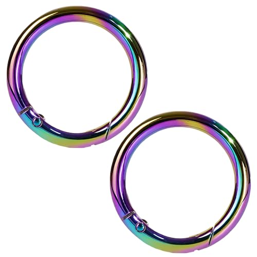 2 Pack Metal Round Carabiner Clips - 1 Inch Spring O Ring for Bags & Keys