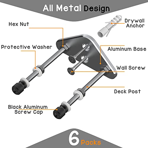 Skateboard Wall Mount Hanger - 6 Pack Aluminum Display Bracket
