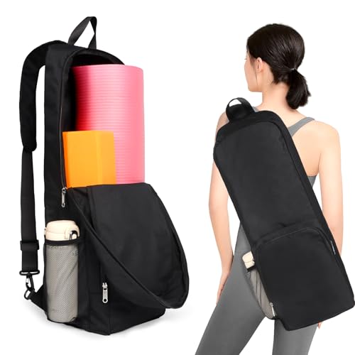 Yoga Mat Bag Carrier - Waterproof with Mesh Pockets - Black