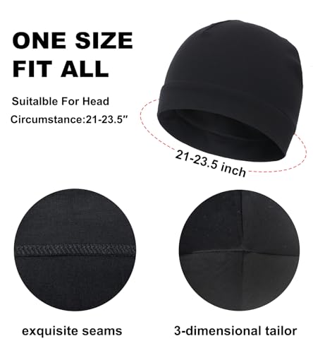 100% Cotton Skull Caps Beanie Sleeping Hats - 3 Pieces Black, Green, Navy