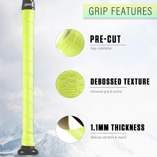 Non-Slip Baseball Bat Grip Tape - Optic Yellow, 1.1mm Thickness