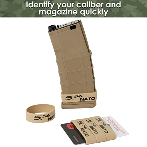 Durable Silicone Magazine Bands - 5.56 NATO, 300 Blackout, .223 Remington - 5 pcs - Khaki & Black
