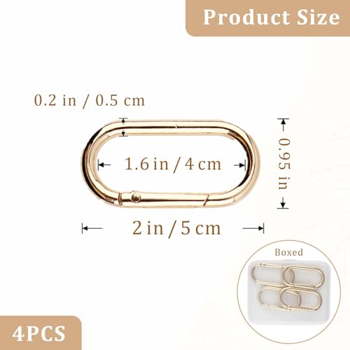 Gold Oval Spring Ring Clips - 4Pcs Metal Snap Keychain Hooks