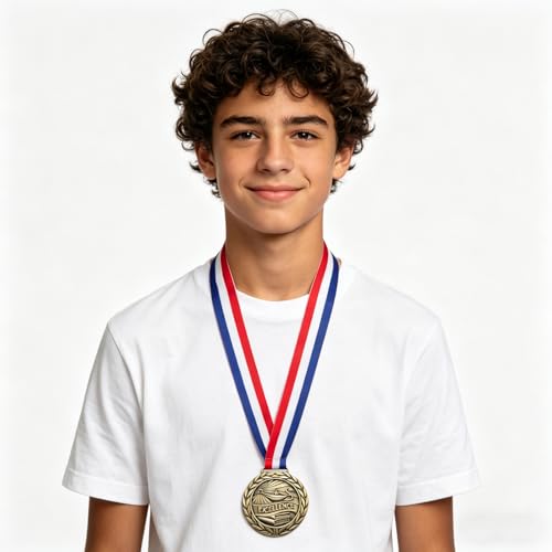 3-Inch Academic Excellence Gold Medal with Neck Ribbon for Awards