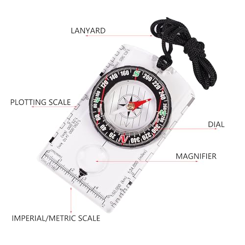 Multifunctional Waterproof Outdoor Compass with Ruler & Lanyard