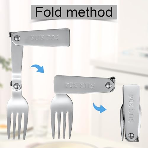 Folding Stainless Steel Forks - 6.3 Inch, 2-Pack for Camping