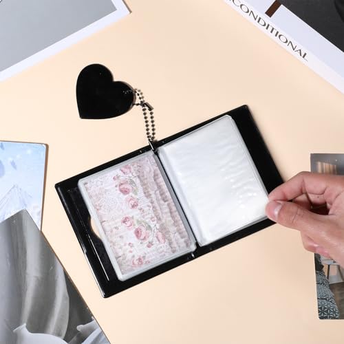 Mini Photo Card Binder - 3 Inch Black Album with 32 Pockets