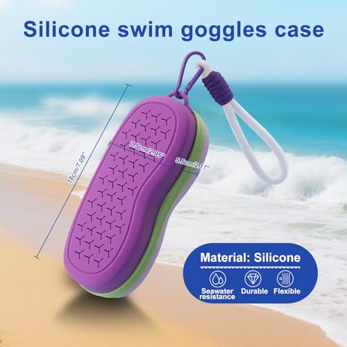 Swim Goggles Case with Carabiner & Strap - Purple