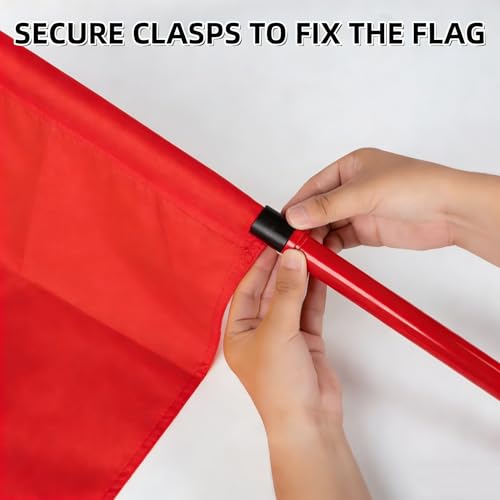 5 FT Soccer Corner Flags Set - Adjustable Red Poles with Spring Nails