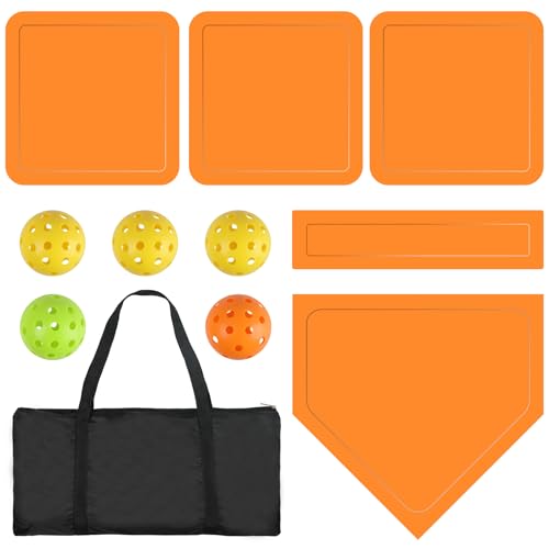 Rubber Baseball Bases Set with 5 Training Balls - Orange
