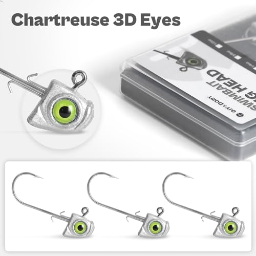 OJYDOIIIY 15 Pack Fish Eye Swimbait Jig Heads 1/2oz for Bass & Saltwater
