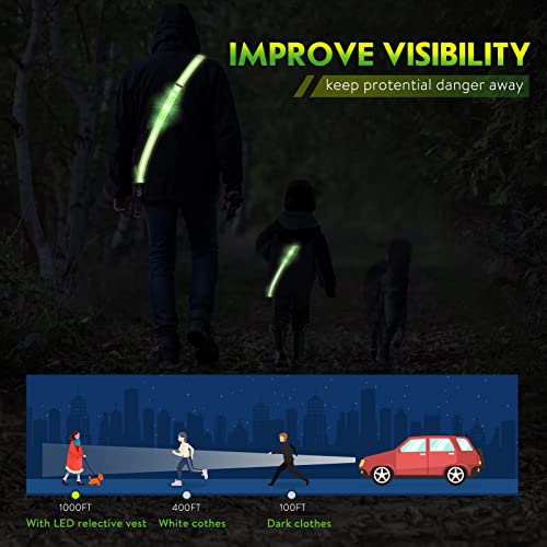Rechargeable LED Reflective Sash - High Visibility Safety Gear for Night Walking, Running, Biking