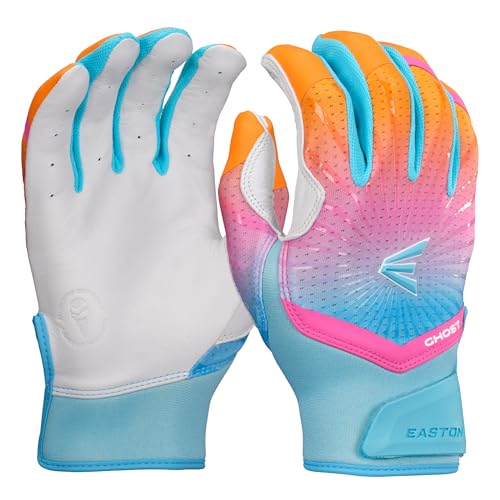 Easton Ghost Batting Gloves Rainbow Sherbert - Light Blue/ Pink / Adult Medium