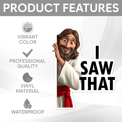 Pack 11 Pcs Christian Jesus I Saw That Sticker for Cars Vehicles Trucks Laptops Cute Funny Sayings Bumper Stickers Reusable Removable Vinyl Wall Decals Car Exterior Accessories