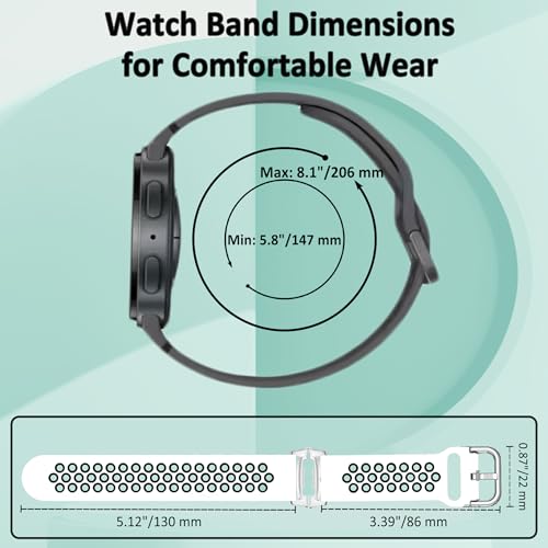 Silicone Replacement Bands for Samsung Galaxy Watch 9/8 - White/Black