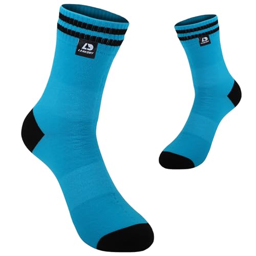 LEAKDRY Small Blue-Black Waterproof Hiking Socks - Unisex 3-Layer Windproof Breathable Outdoor Gear