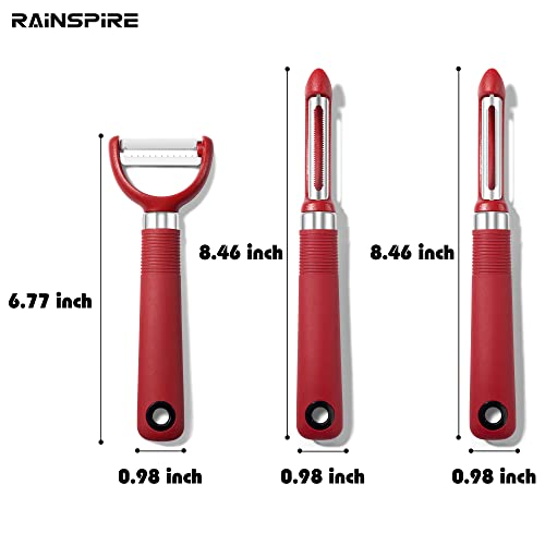Premium 3-Piece Vegetable Peeler Set - Dishwasher Safe, Red