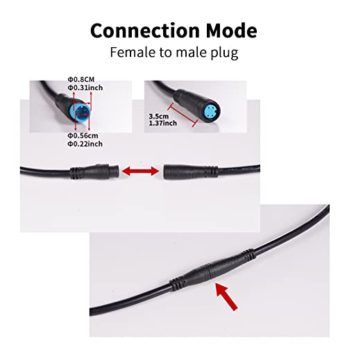 50cm 4-Pin Waterproof Extension Cable for Electric Bicycles
